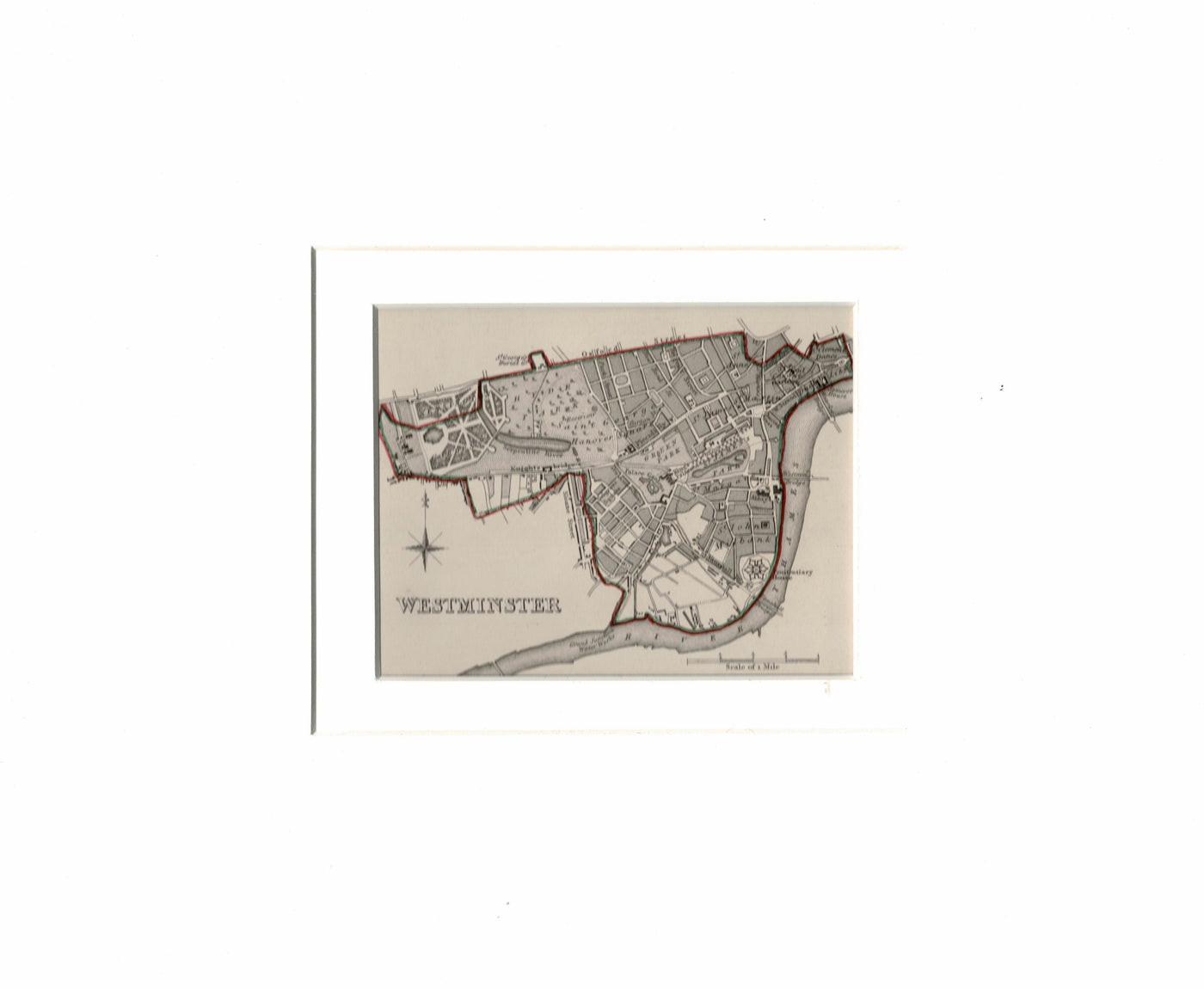 Westminster antique map published 1835