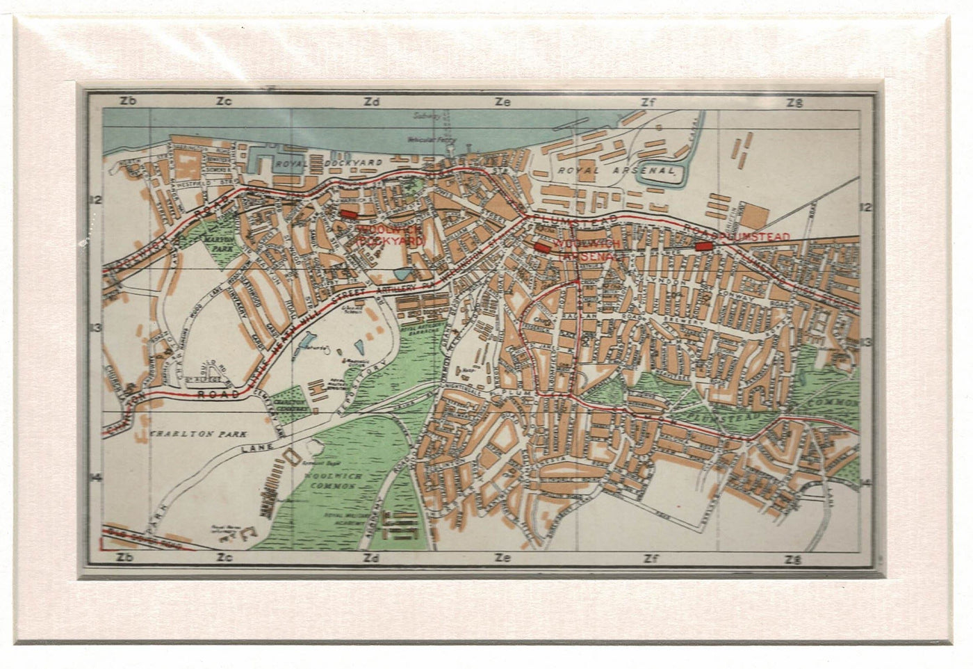 Woolwich and Plumstead, Antique Map, 1924