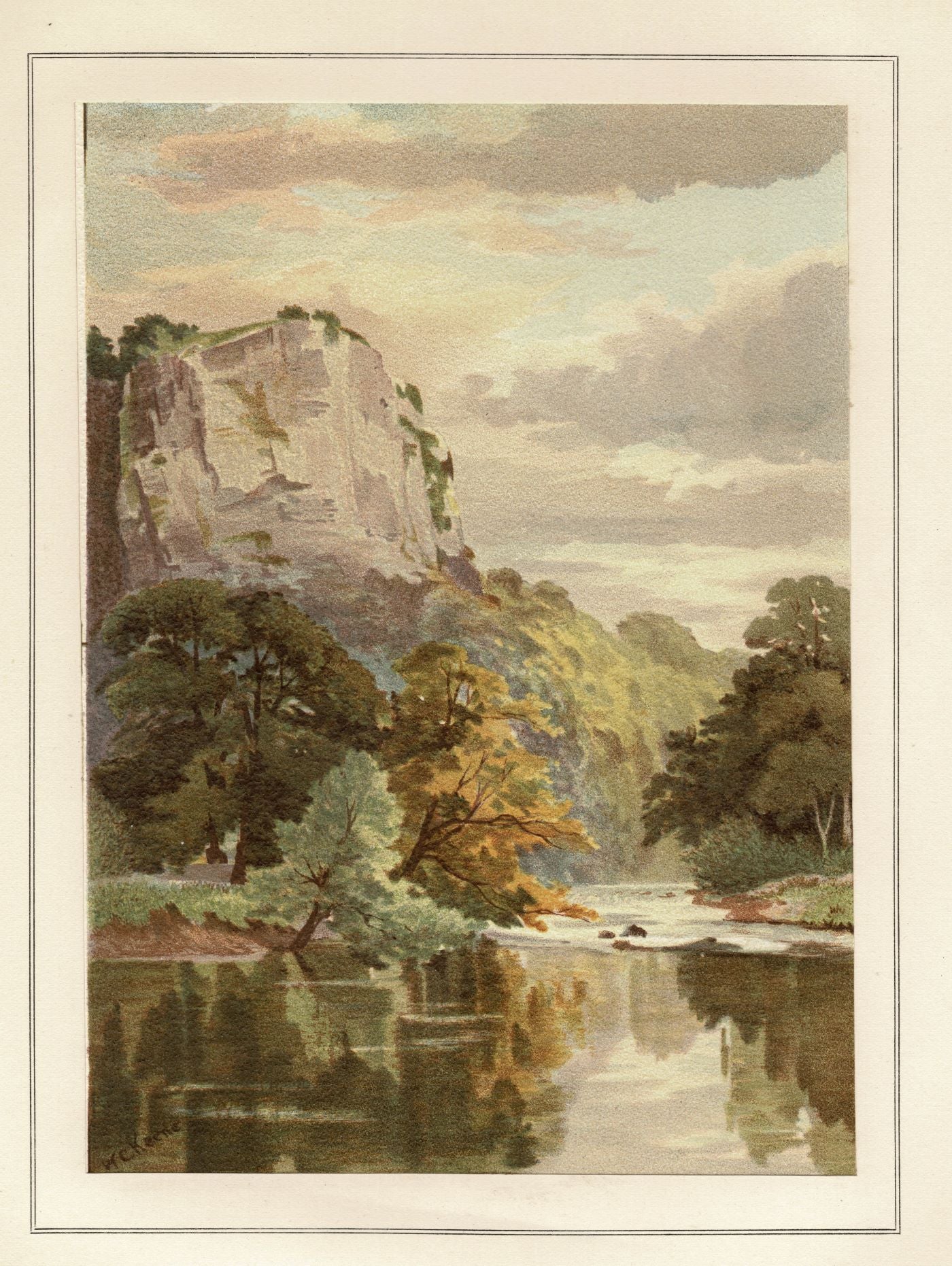 Wye at Chee Tor Buxton Derbyshire antique print, 1879