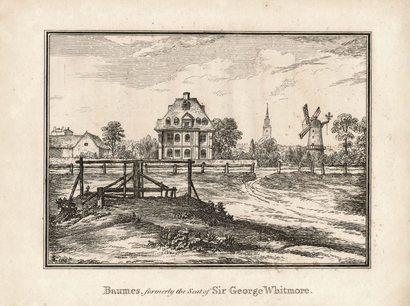Baumes House Hoxton Guaranteed antique print published 1811