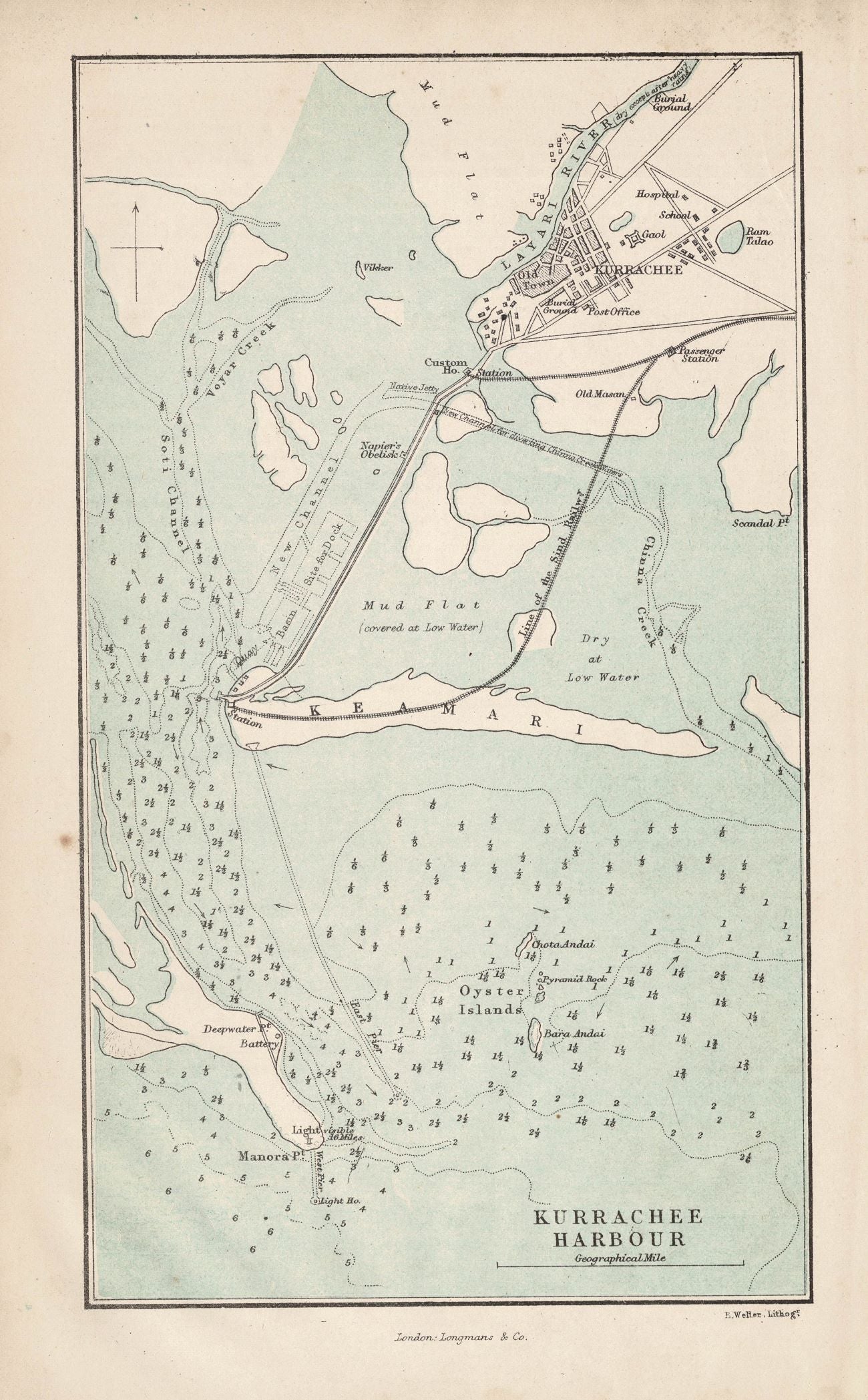 Karachi guaranteed antique map published 1871