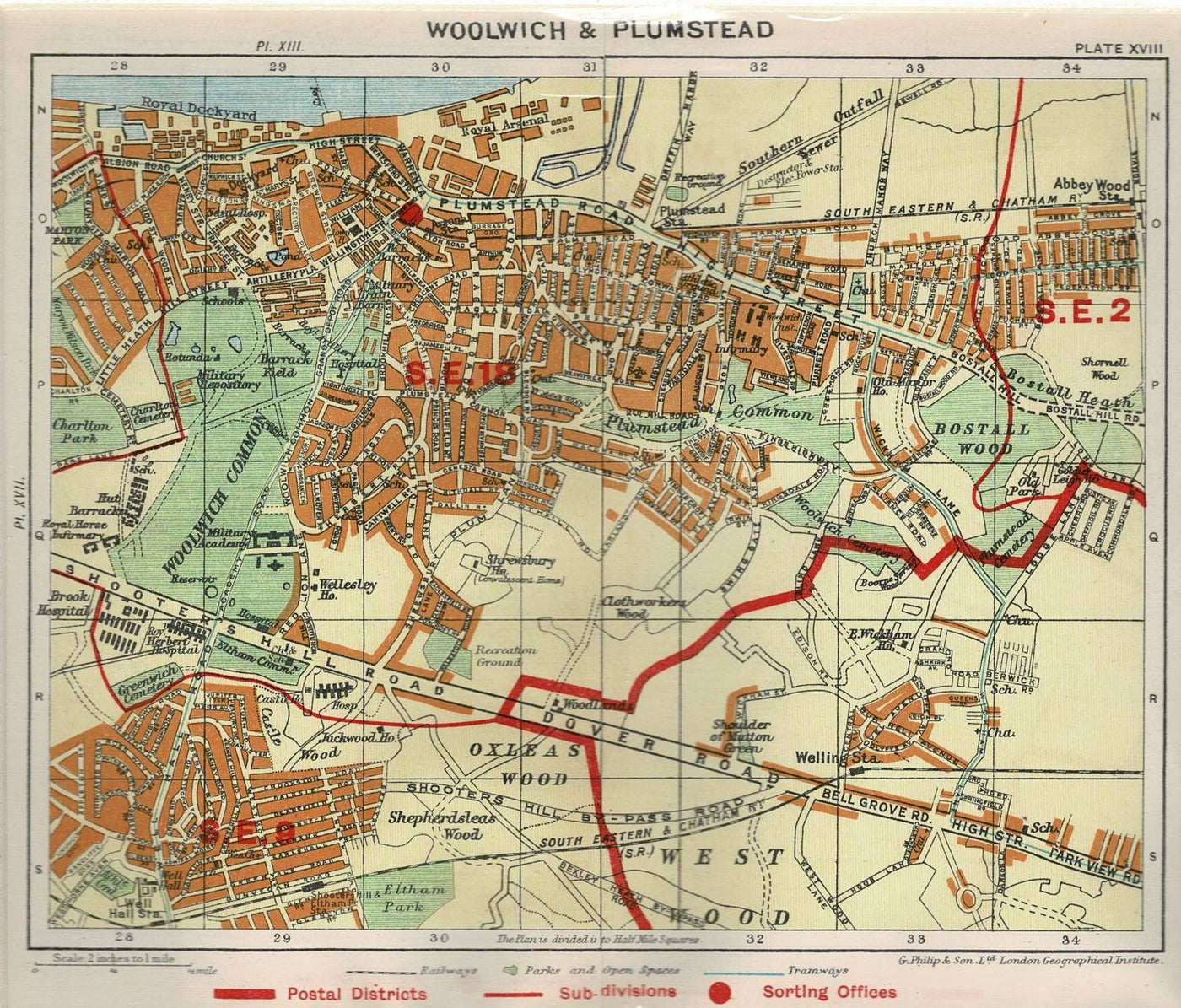 Woolwich and Plumstead antique map 1926