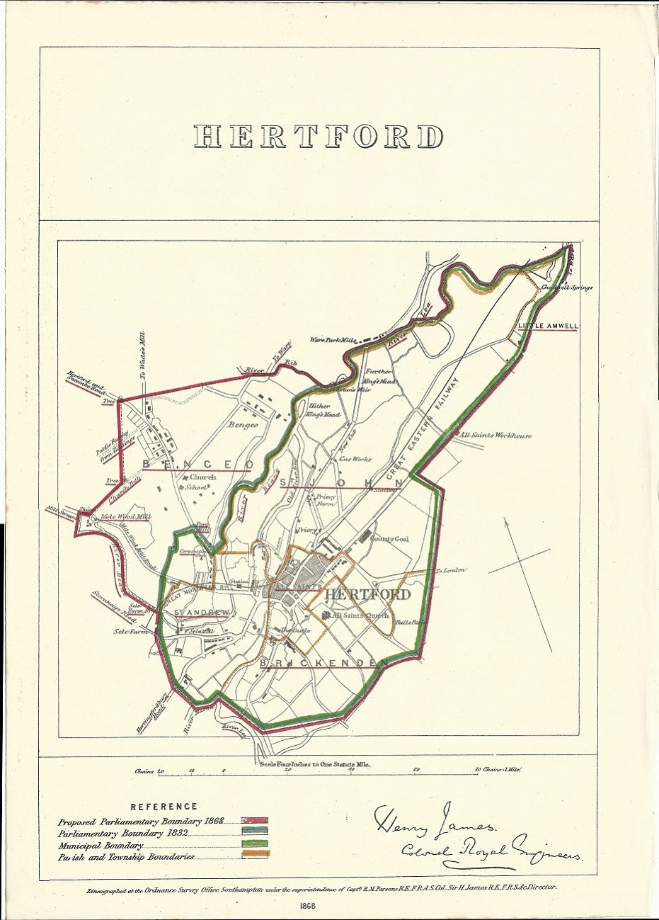 Hertford Boundary Commission town plan 1868