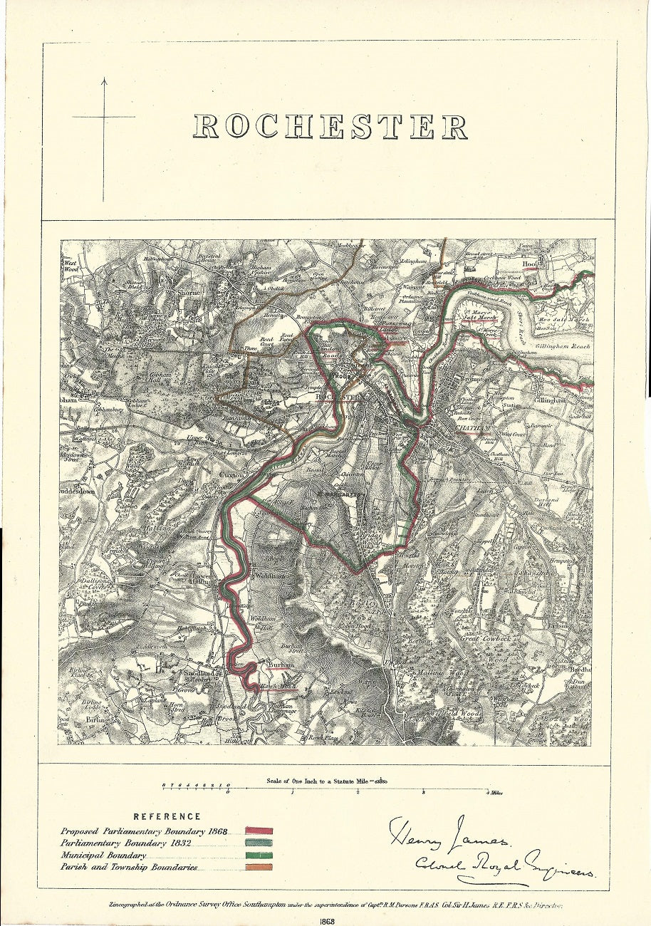 Rochester Boundary Commission antique map 1868