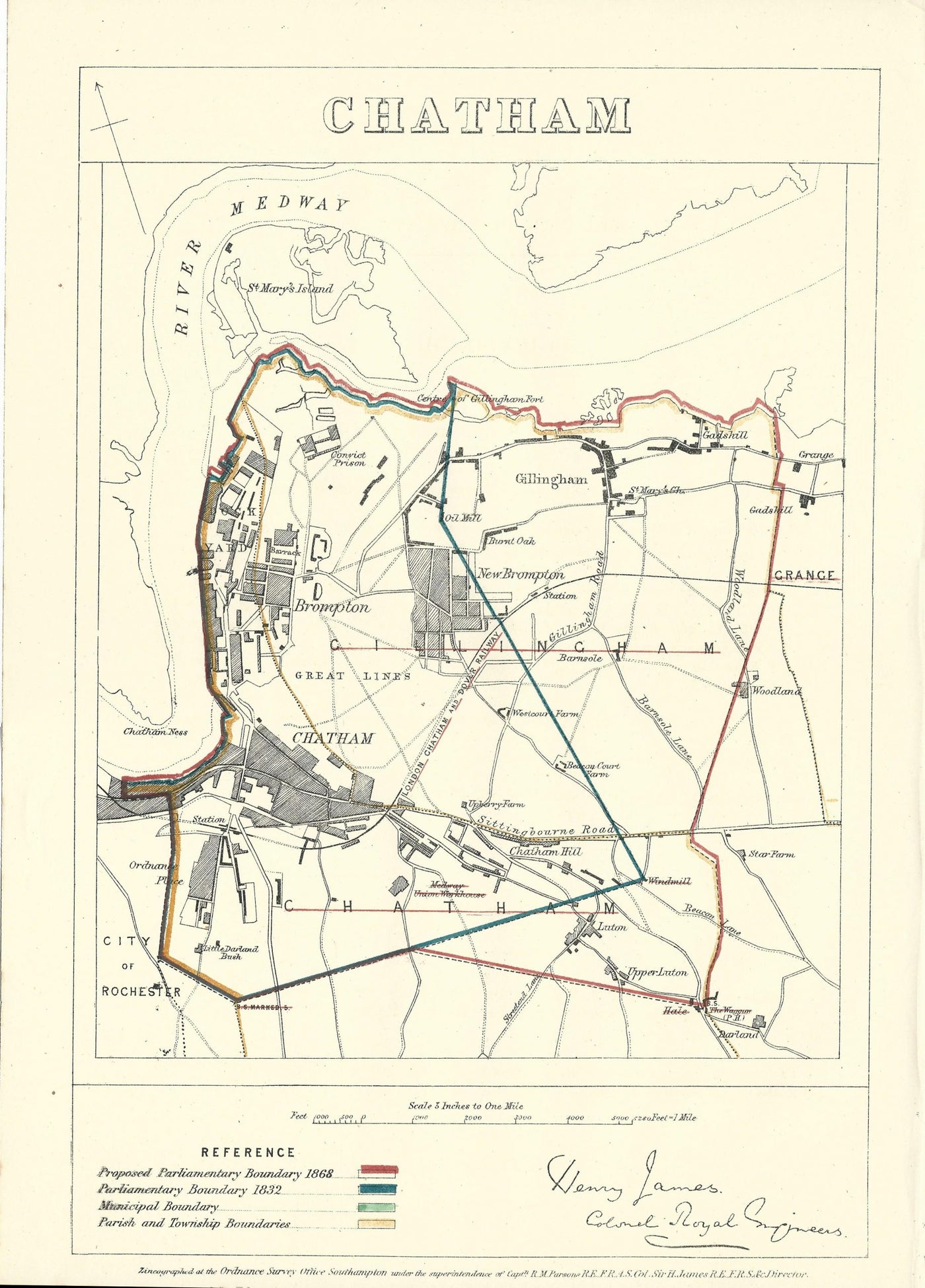 Chatham Boundary Commission antique map 1868