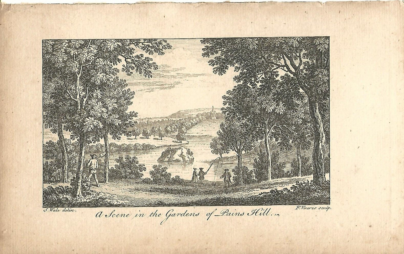 Painshill Park Gardens Cobham Surrey antique print 1776