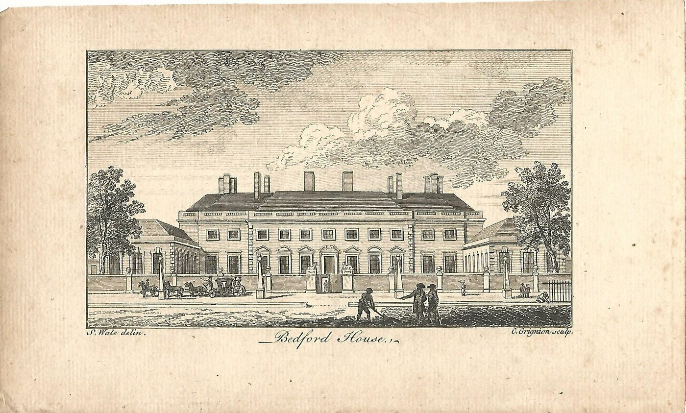 Bedford House Bloomsbury antique print published 1776