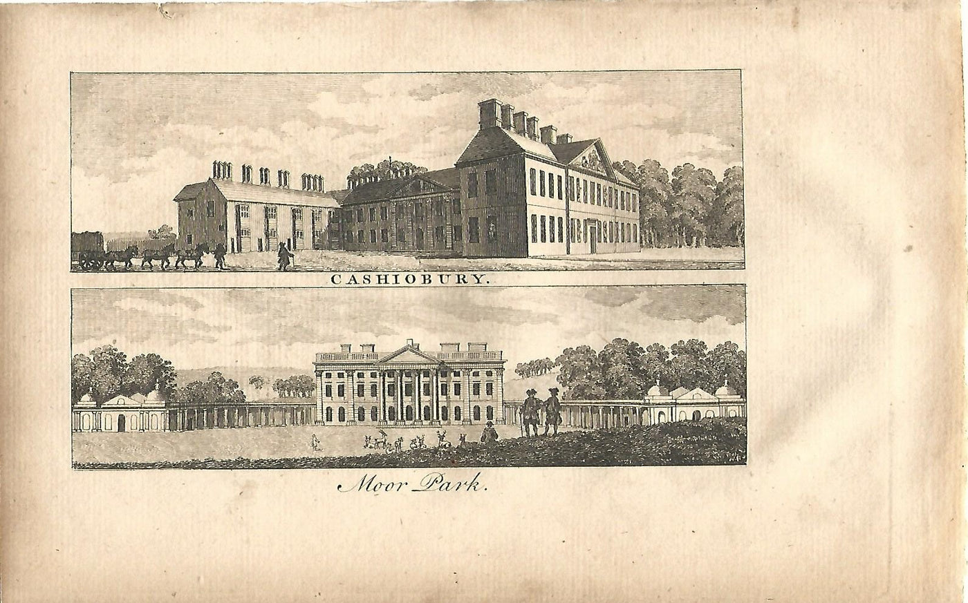 Hertfordshire Cassiobury Moor Park antique print 1775