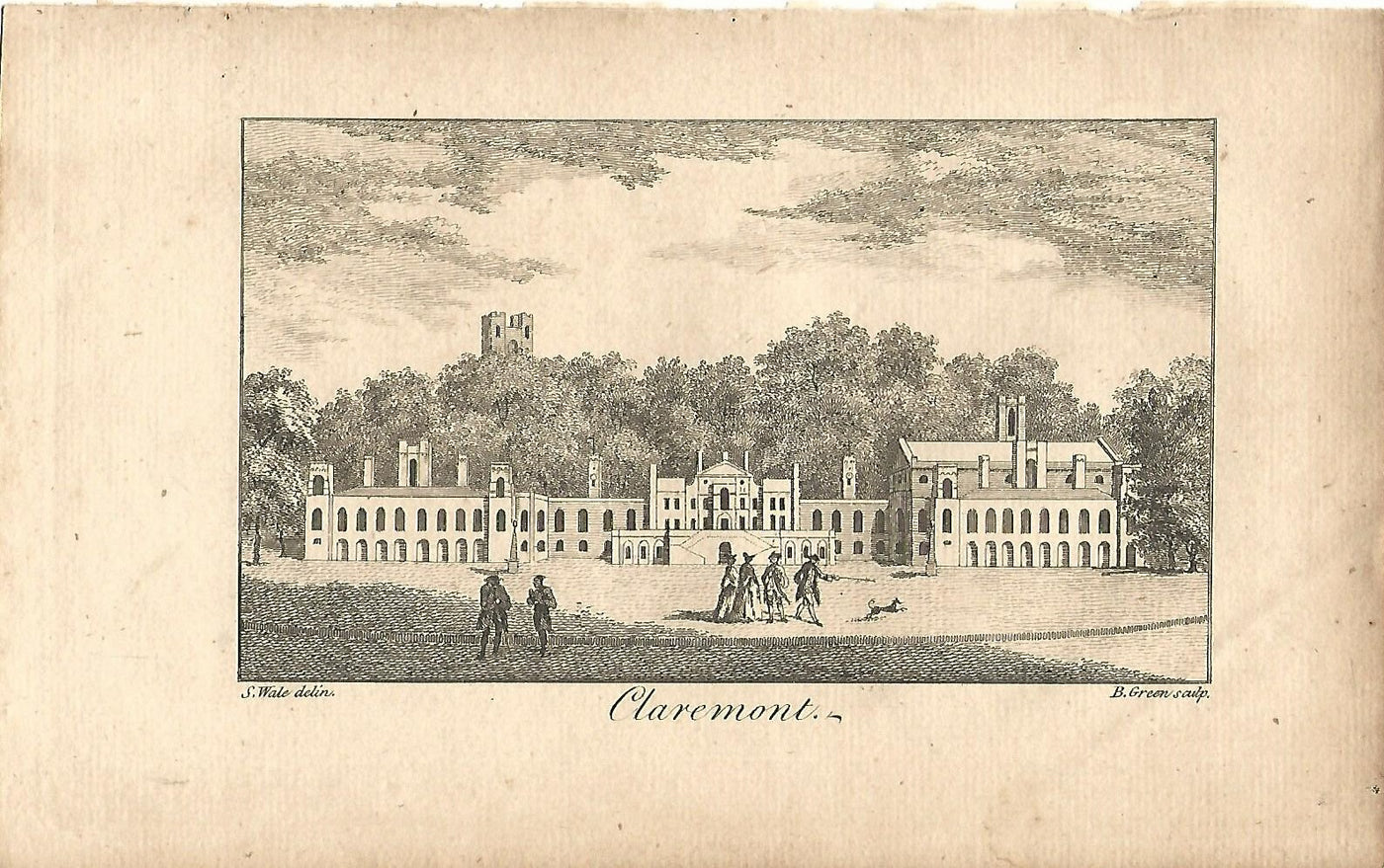 Claremont Esher Surrey antique print published 1776