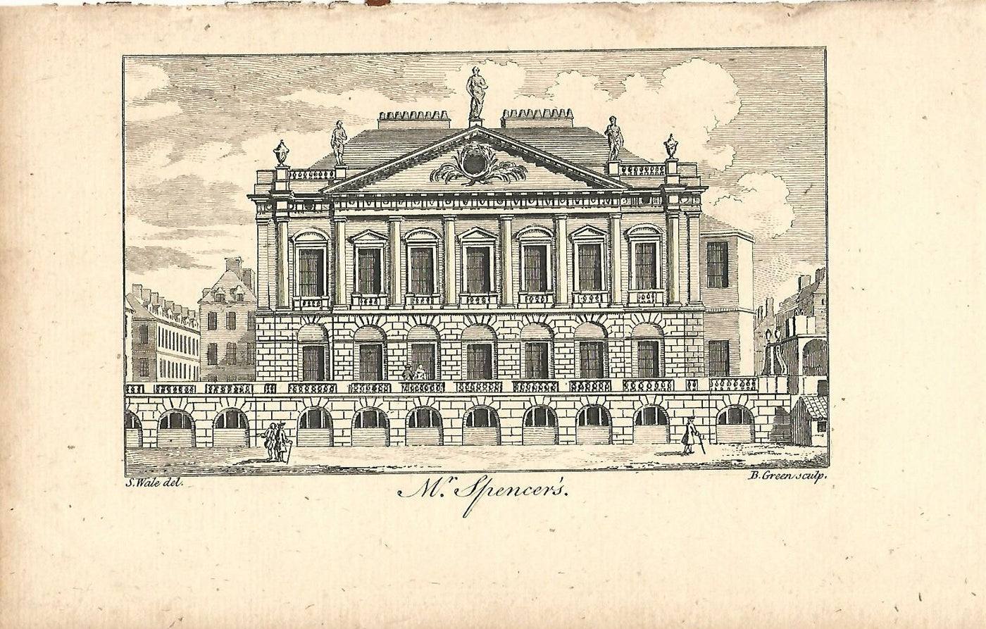 Spencer House London antique print published 1776
