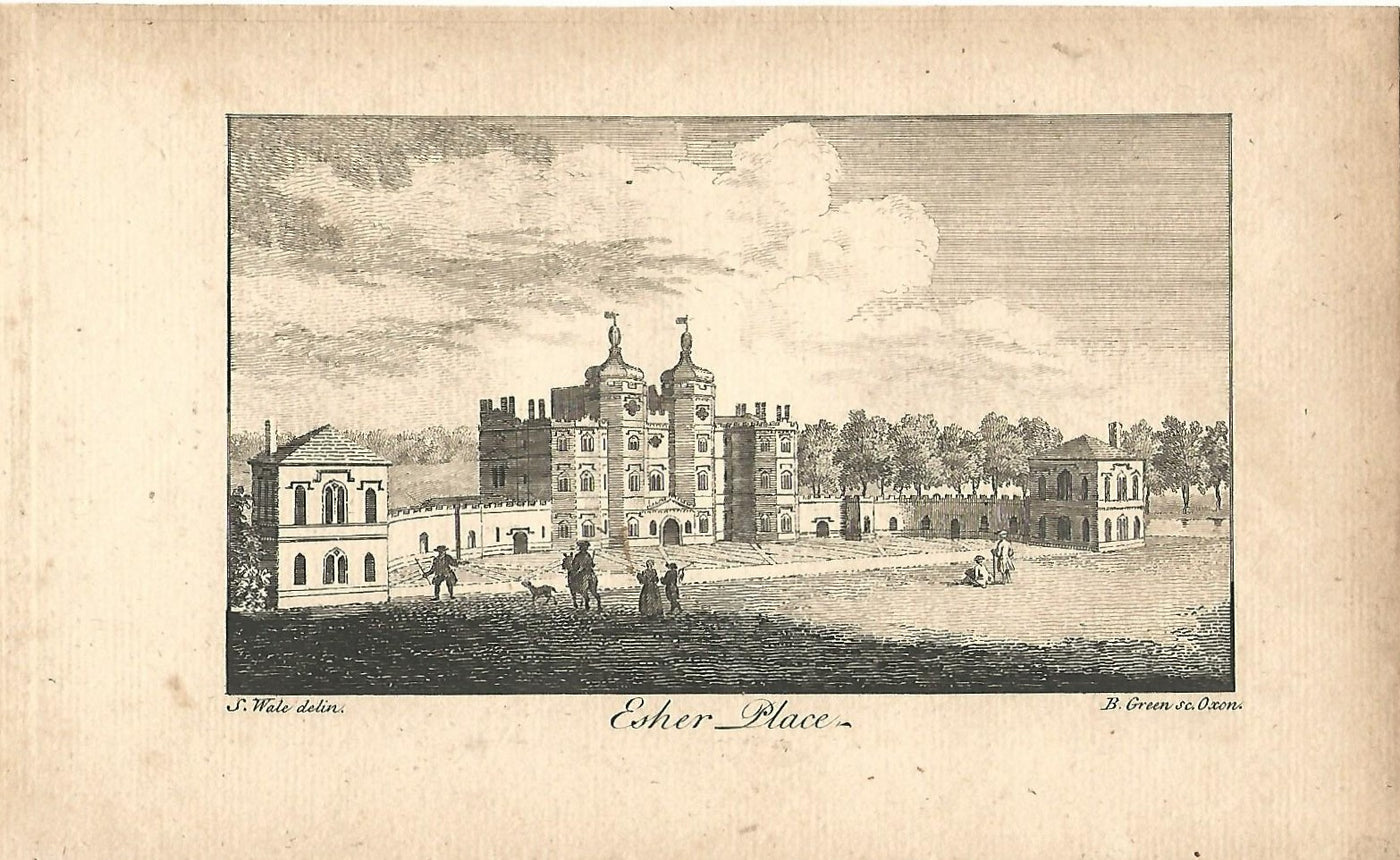 Esher Place Surrey antique print published 1776