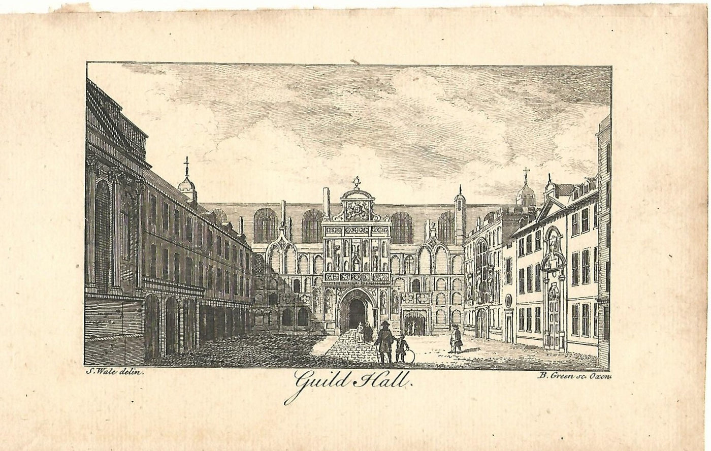Guildhall London antique print published 1776