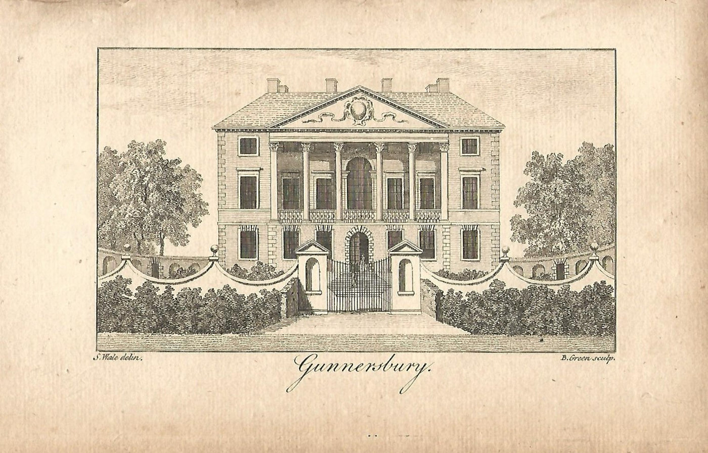 Gunnersbury House antique print published 1776