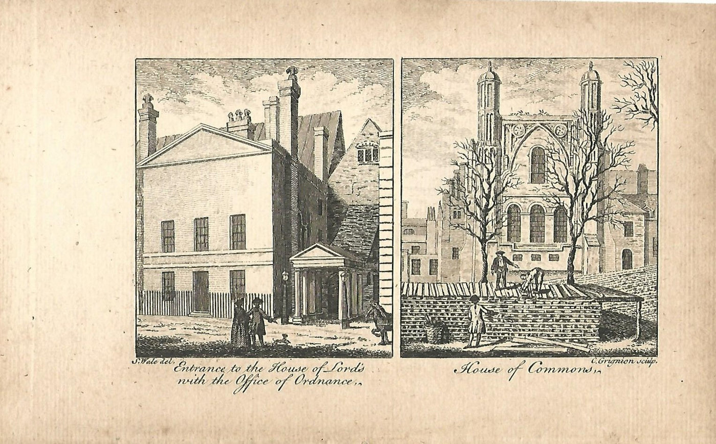 Houses of Parliament antique print published 1776