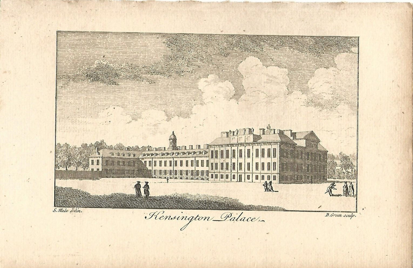 Kensington Palace antique print published 1776