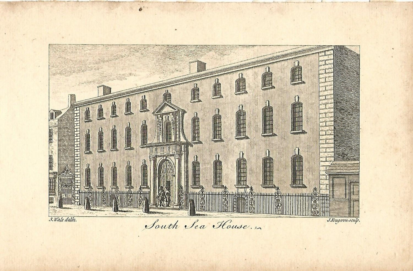 South Sea House City of London antique print 1776