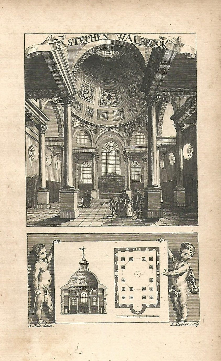 St Stephen Walbrook antique print published 1776