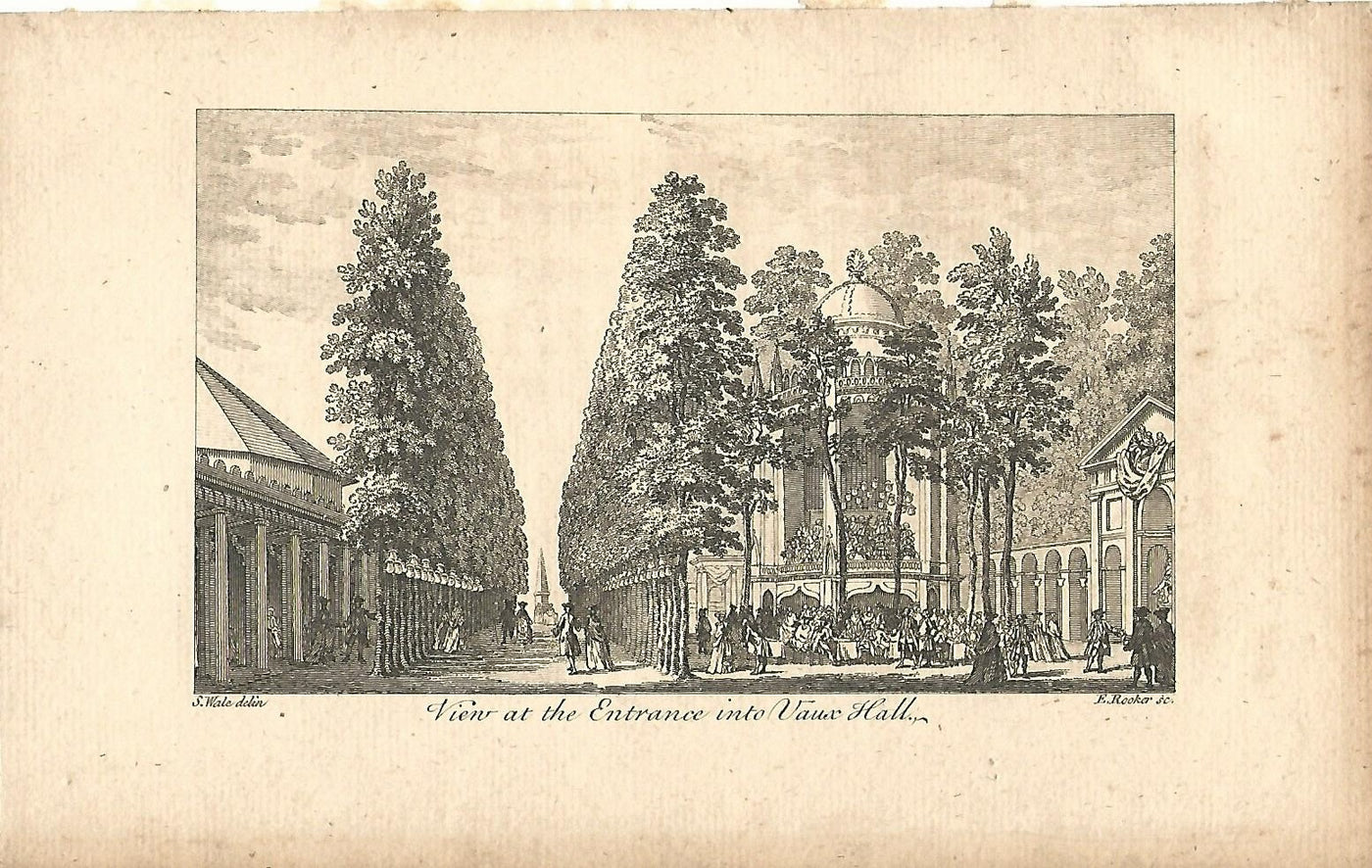 Vauxhall Gardens antique print published 1776