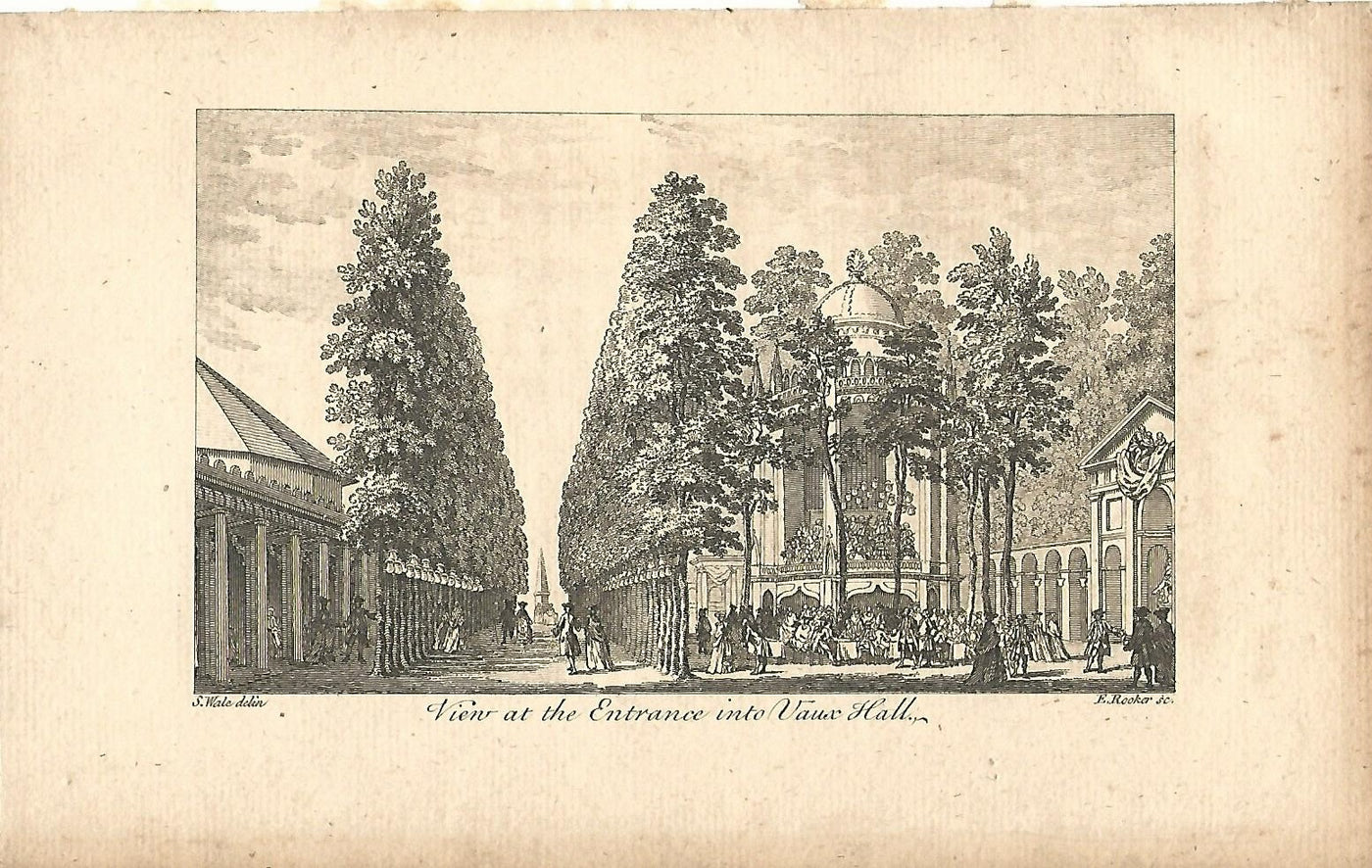 Vauxhall Gardens London antique print published 1776