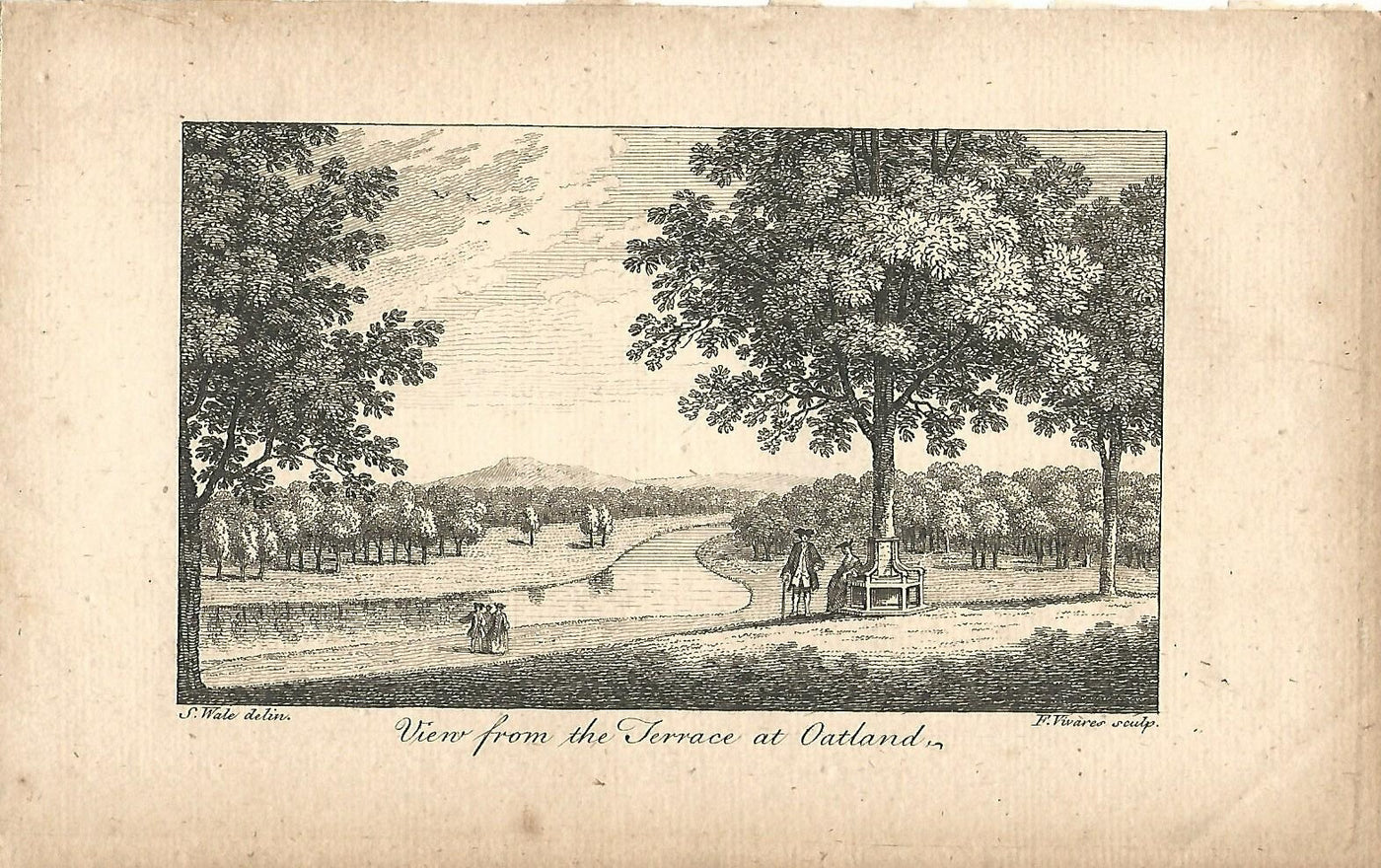 Oatlands Surrey antique print of view of the River Thames