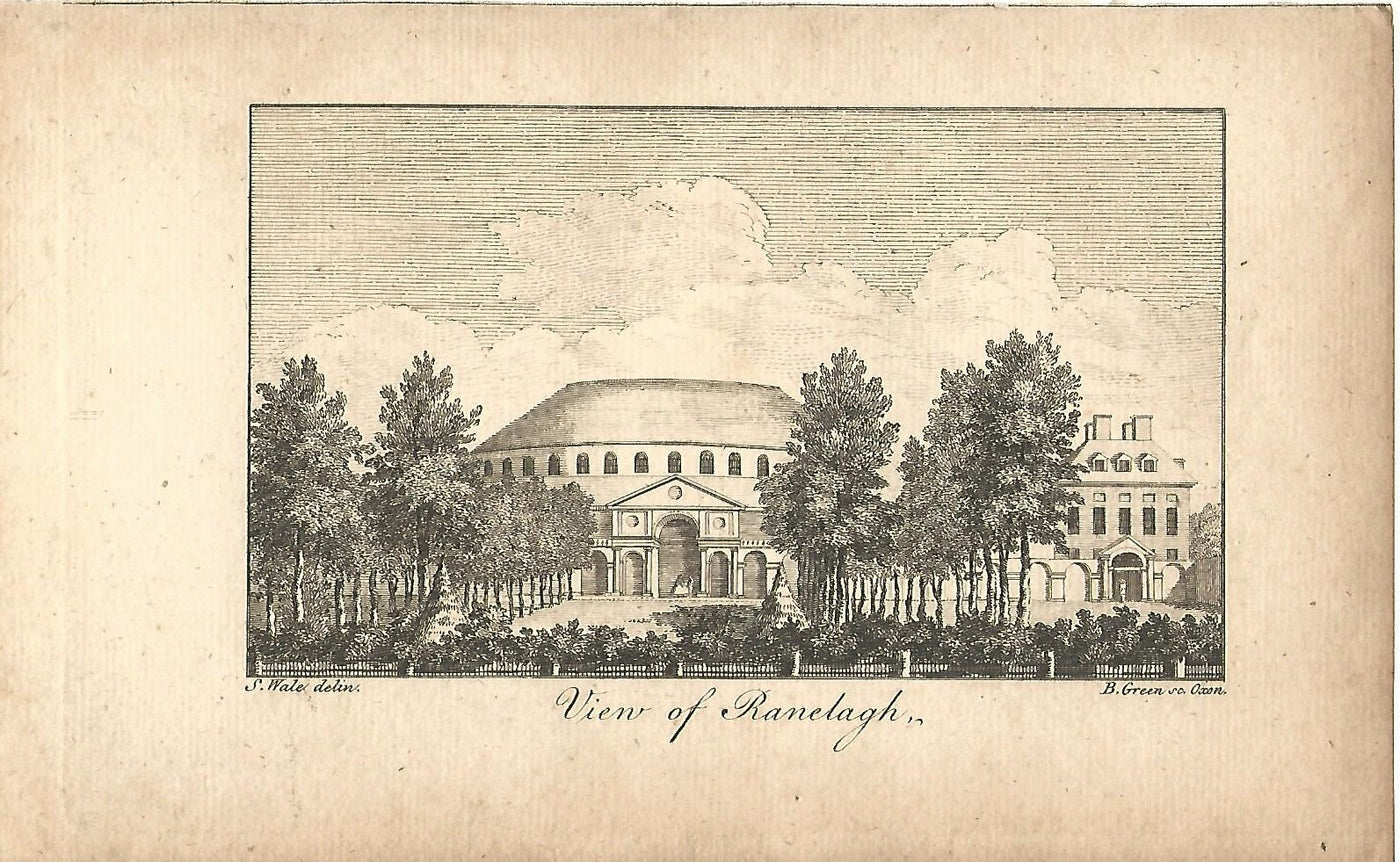 Ranelagh House and Gardens Chelsea antique print 1776