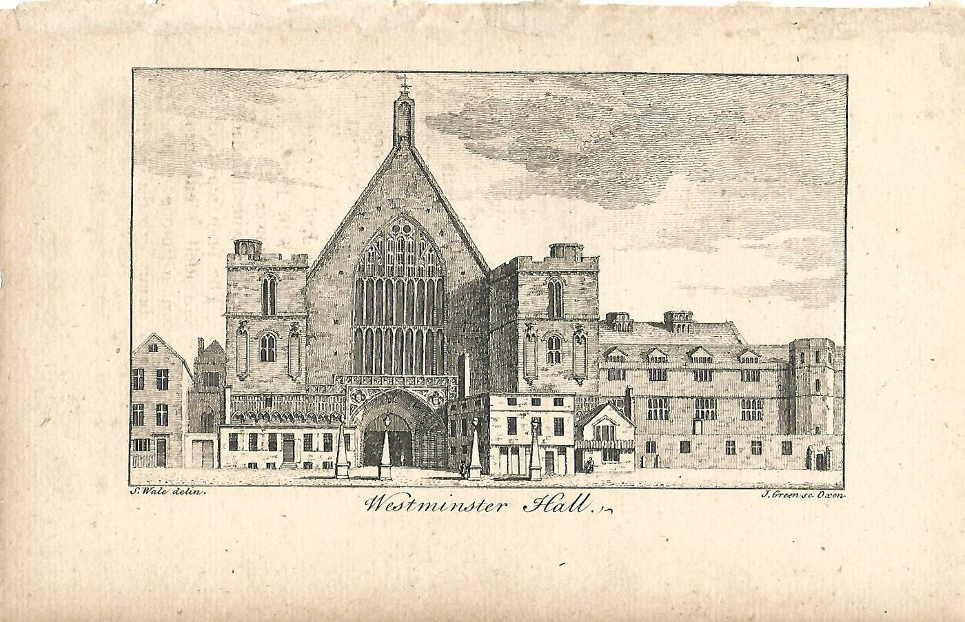 Westminster Hall antique print published 1776