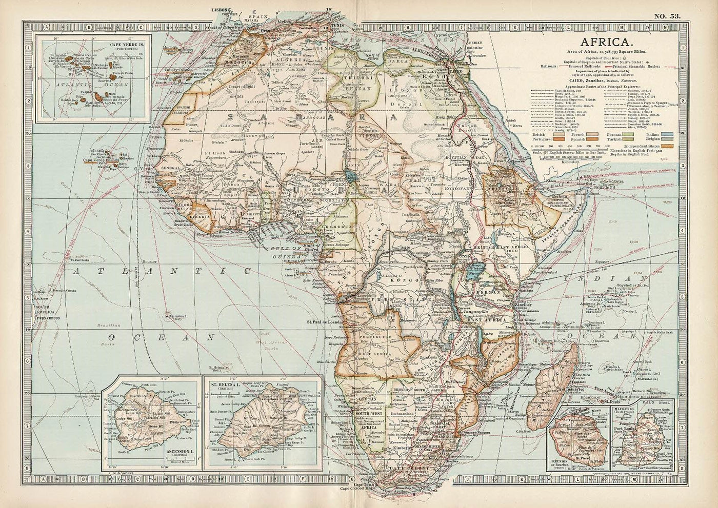Africa original antique map from Encyclopaedia Britannica 1903