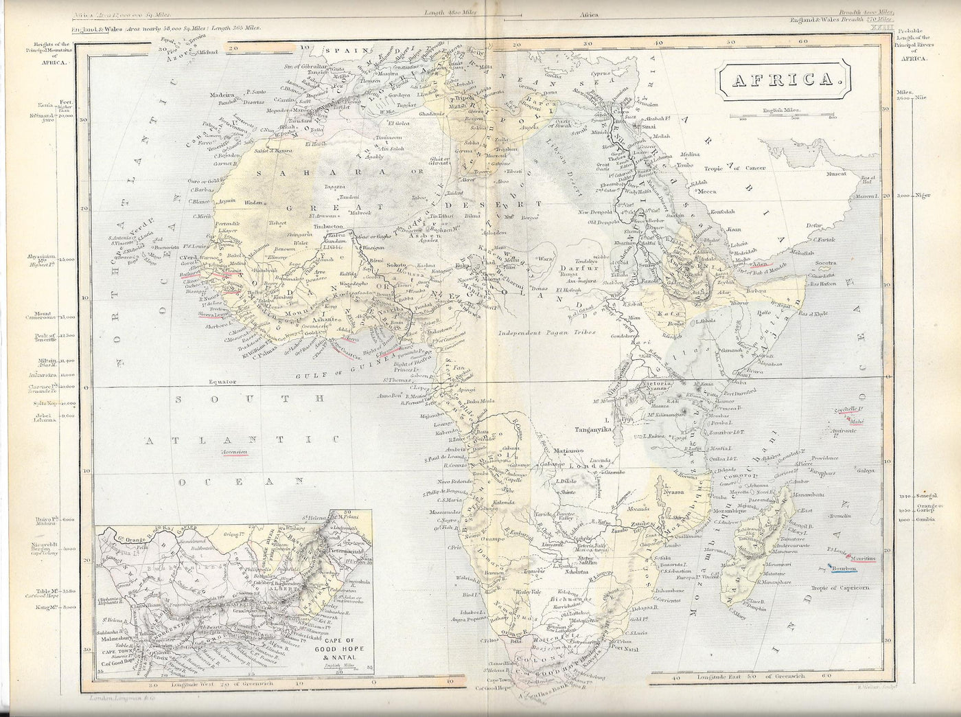 Africa guaranteed original antique map published 1871
