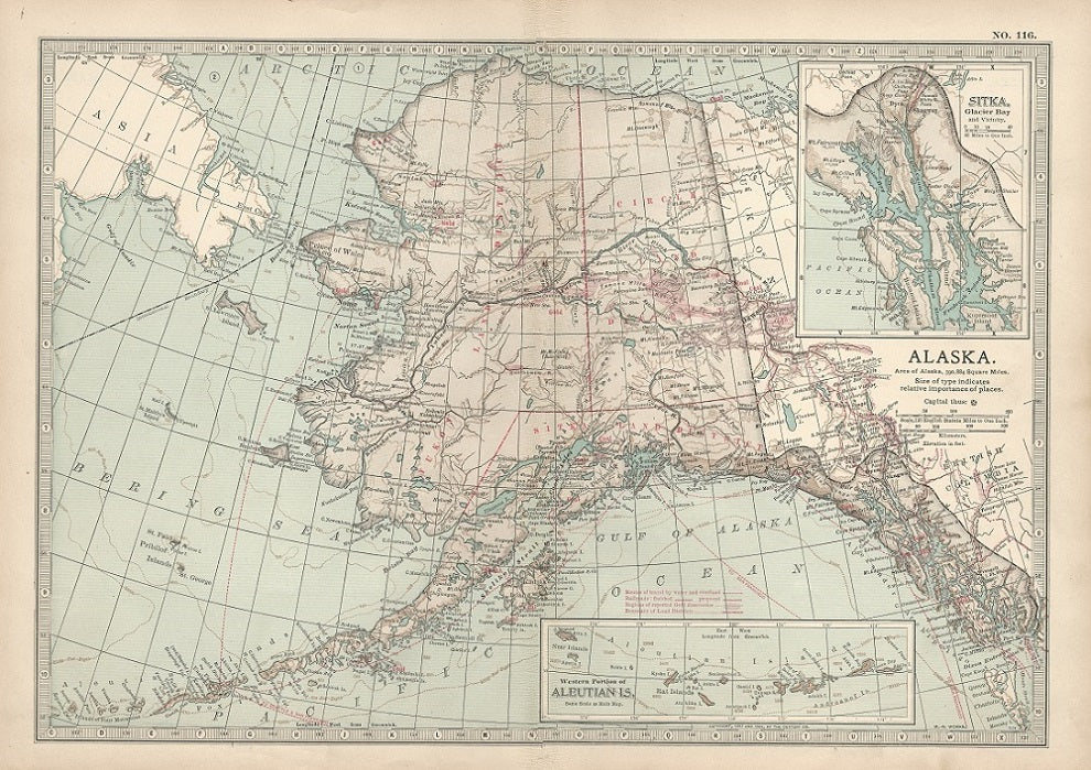 Alaska antique map from Encyclopaedia Britannica 1903 edition