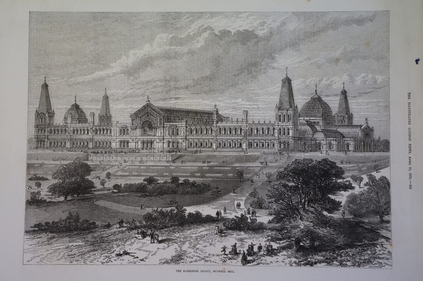 Alexandra Palace Muswell Hill London antique print 1875