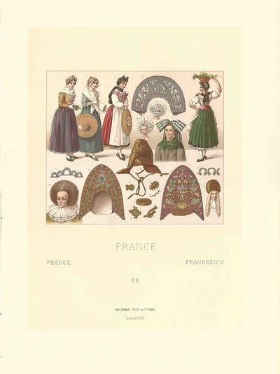 Alsace fashion print from Racinet's 'Le Costumes Historique' published 1888