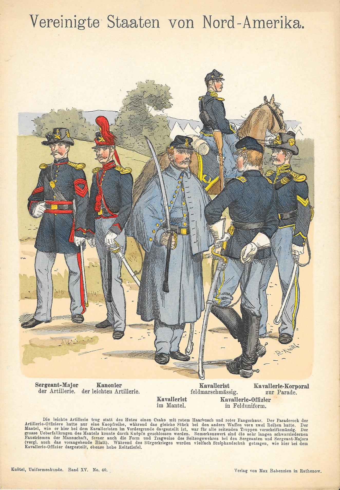 American Civil War Union Soldiers uniforms antique print 1906