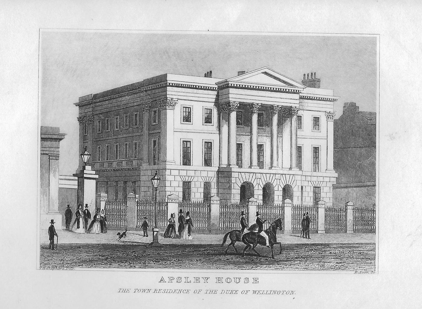 Apsley House, Hyde Park Corner, London antique print