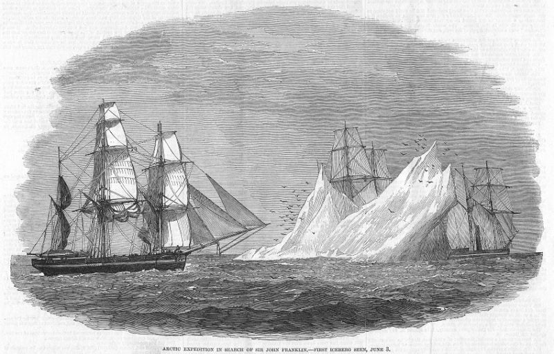 Arctic expedition search for Sir John Franklin antique print 1850