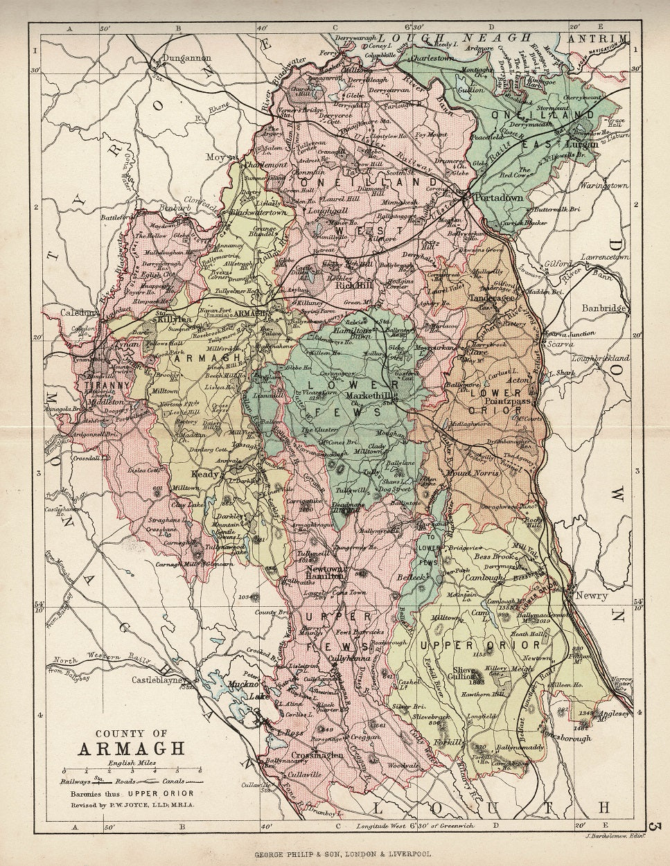 Armagh Ireland antique county map published 1882