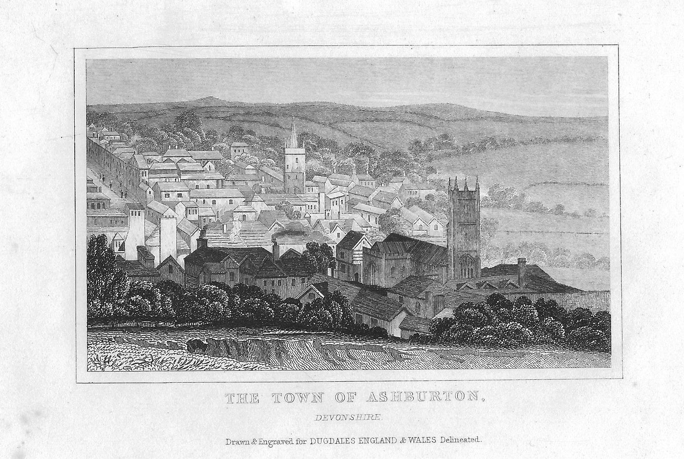 Ashburton Devonshire antique print published in 1845