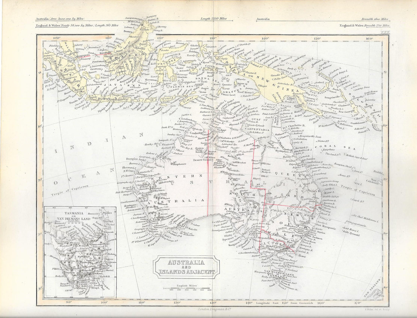 Australia Sumatra Papua New Guinea antique map 1871