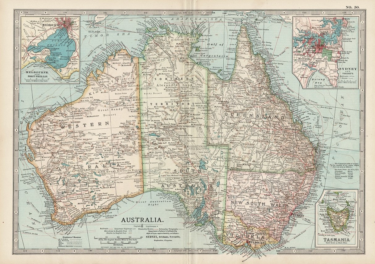 Australia antique map No.50, Encyclopaedia Britannica 1903