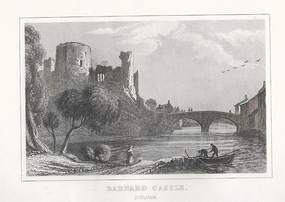 Barnard Castle County Durham antique print 1845