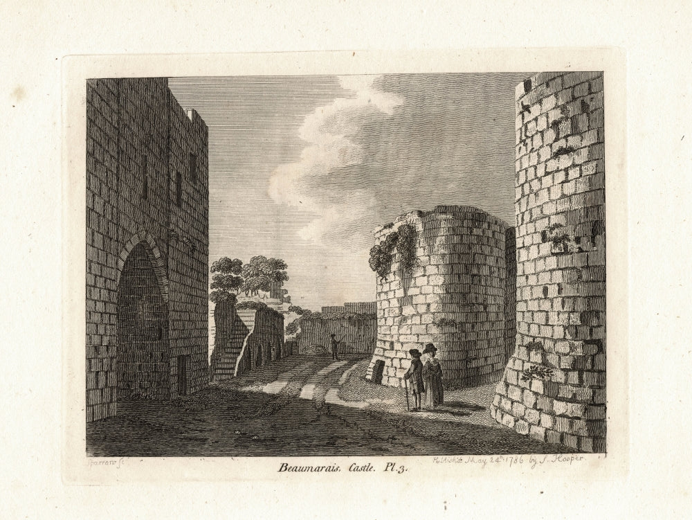 Beaumaris Castle interior Angelsey Wales antique print 1786