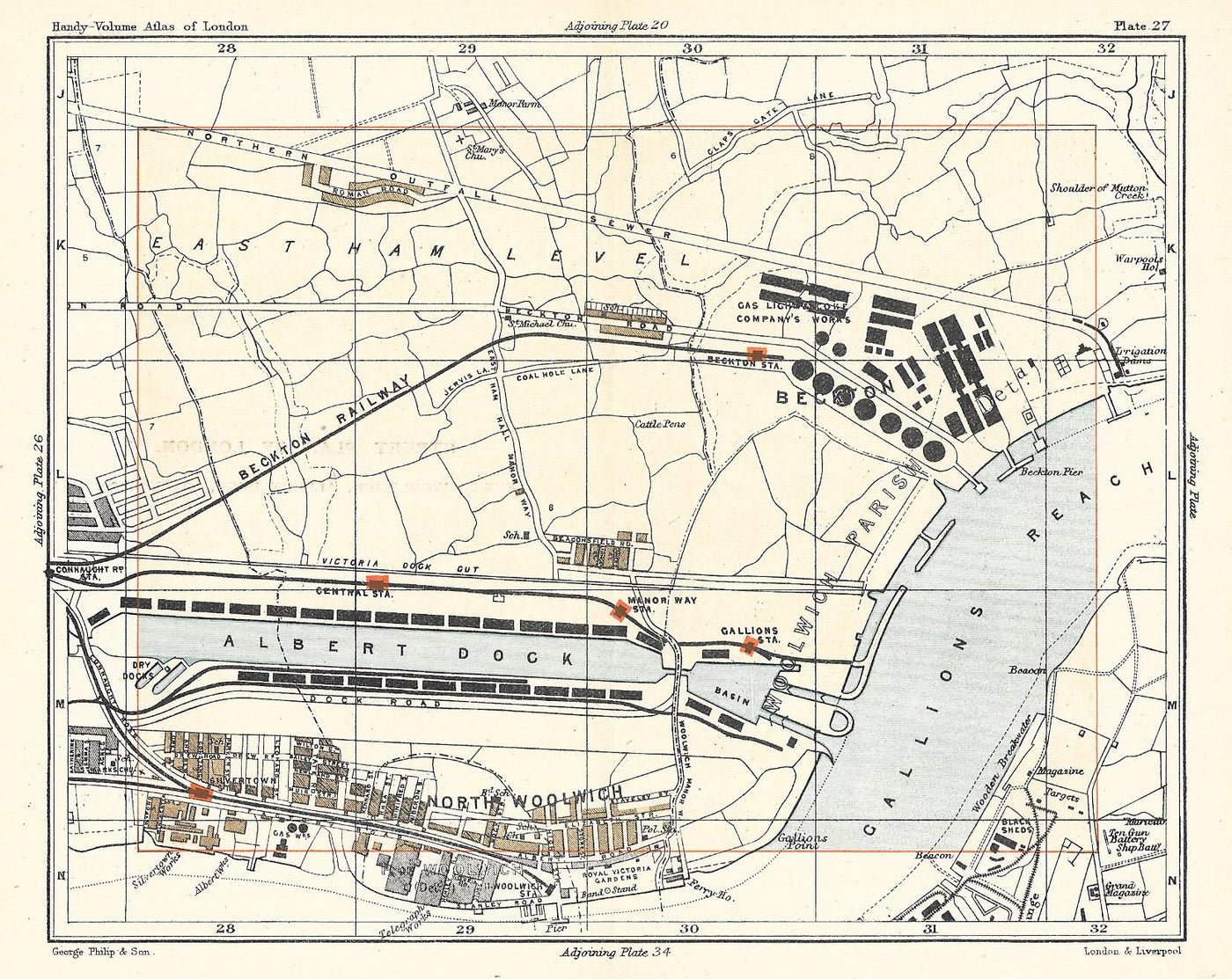 Beckton Silvertown antique map