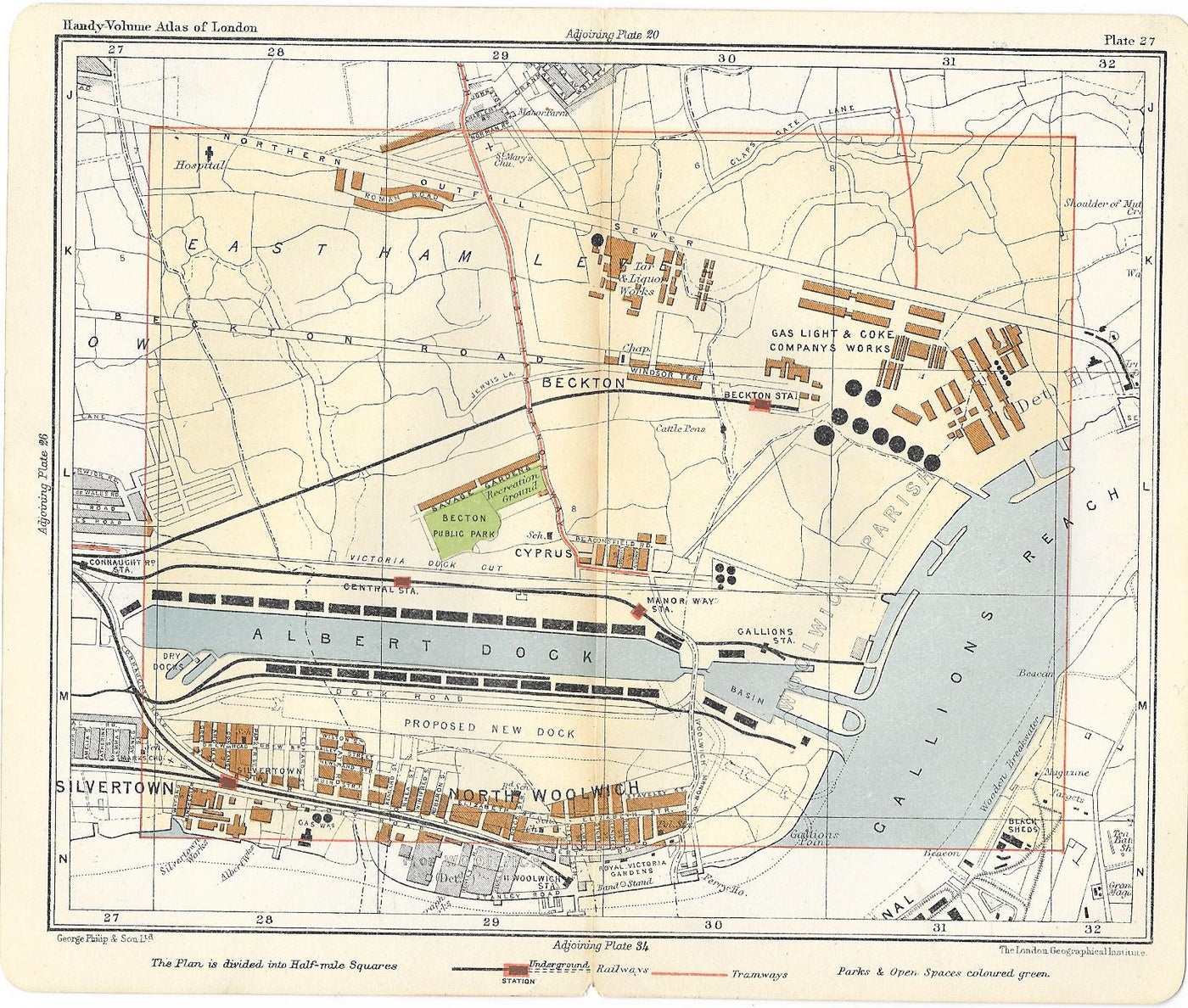 Beckton Silvertown antique map