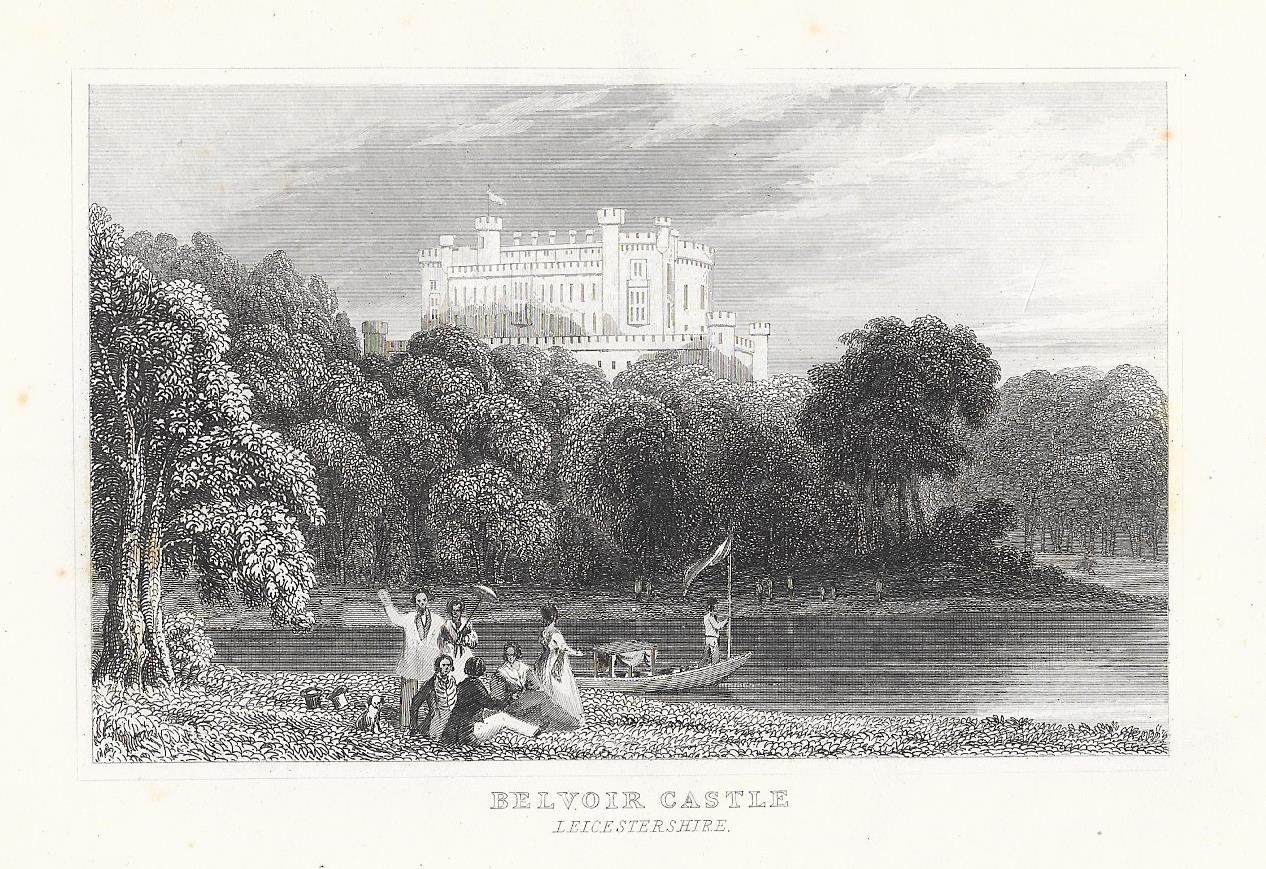 Belvoir Castle Leicestershire antique print published 1845