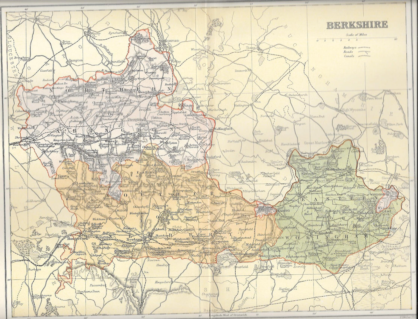 Berkshire antique map 1895