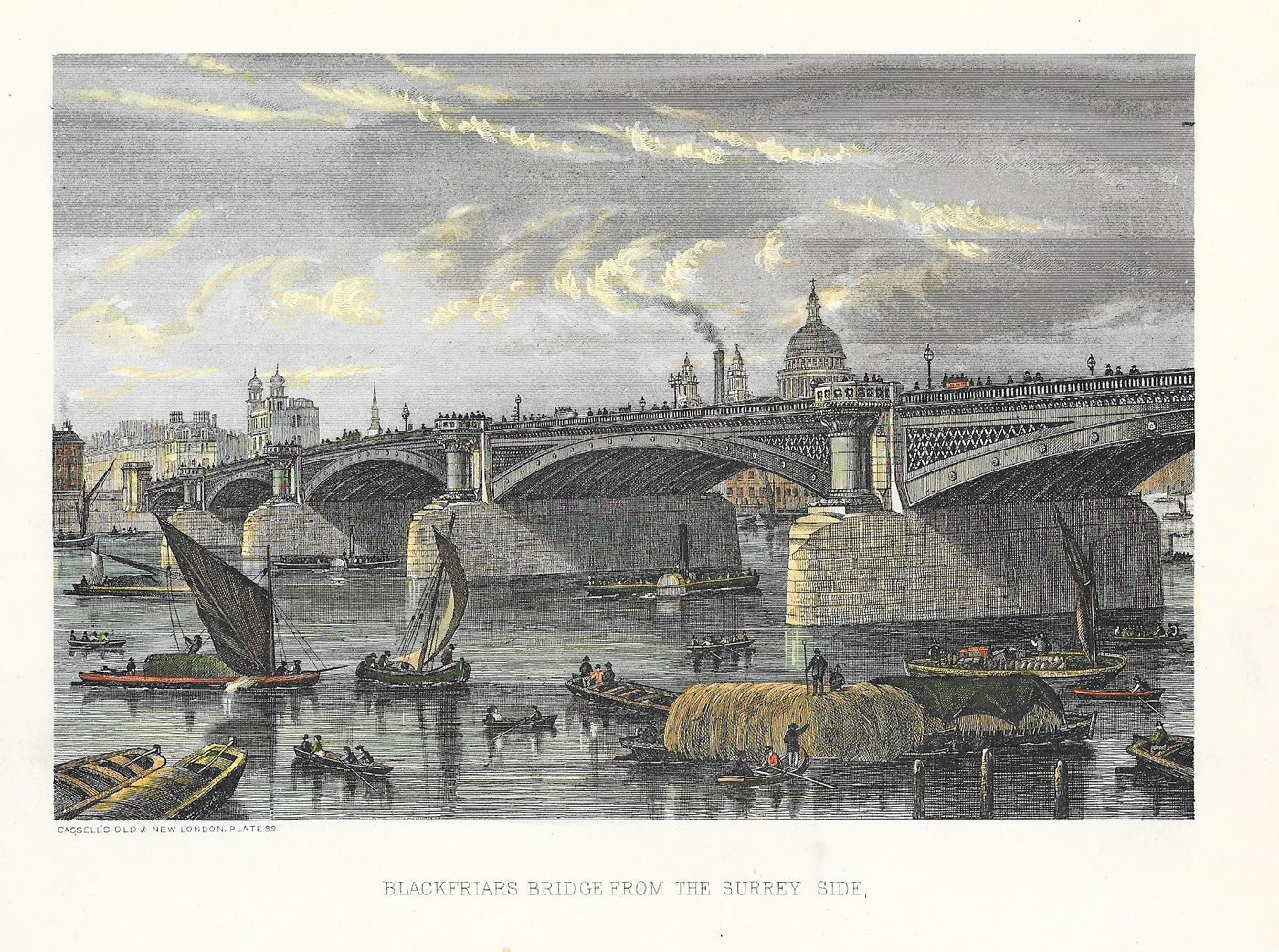 Blackfriars Bridge antique print