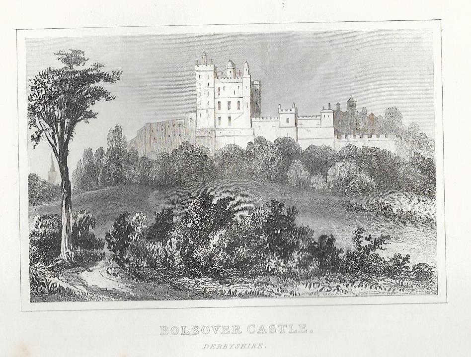 Bolsover Castle Derbyshire antique print 1845