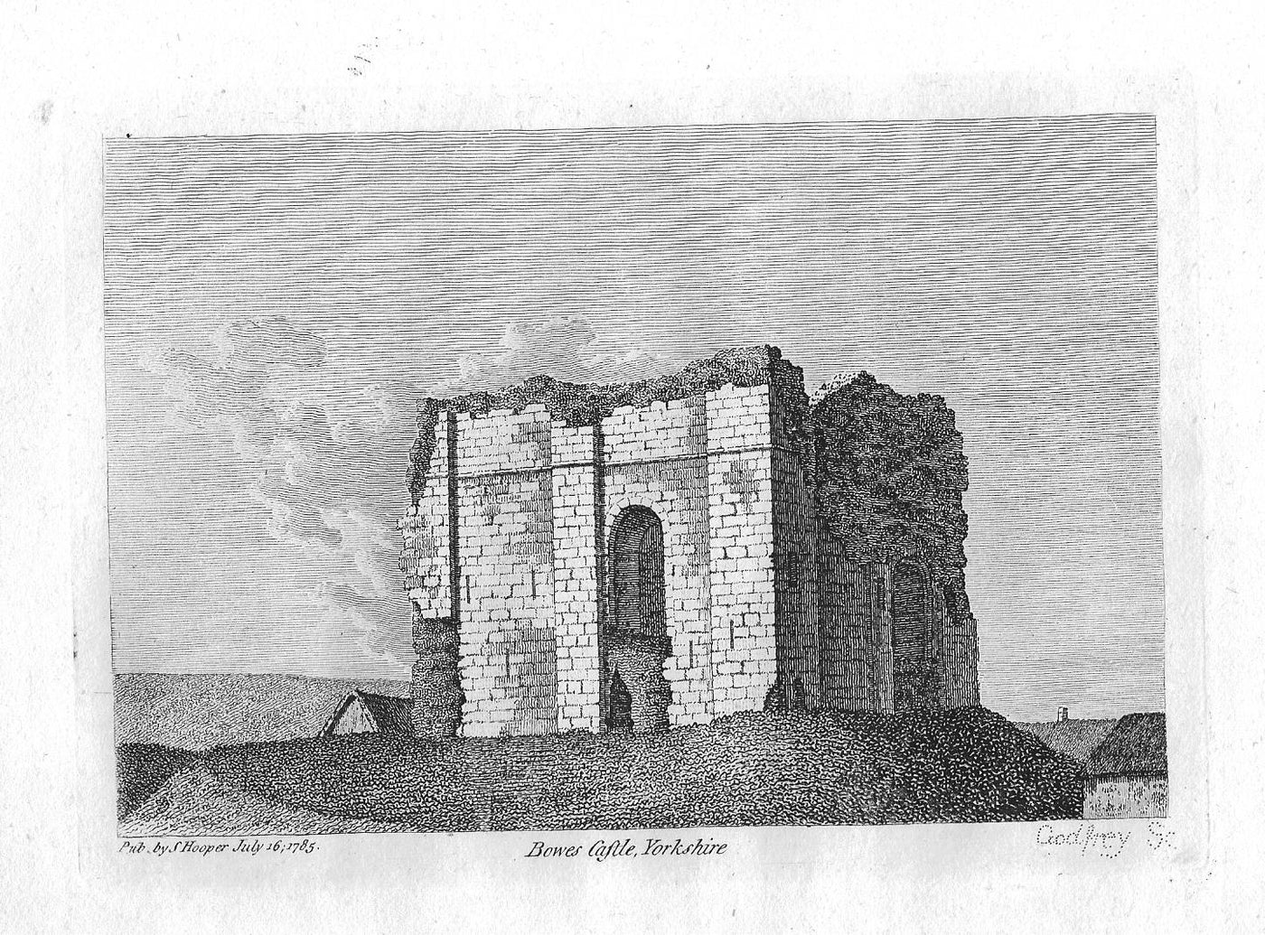 Bowes Castle County Durham antique print 1785