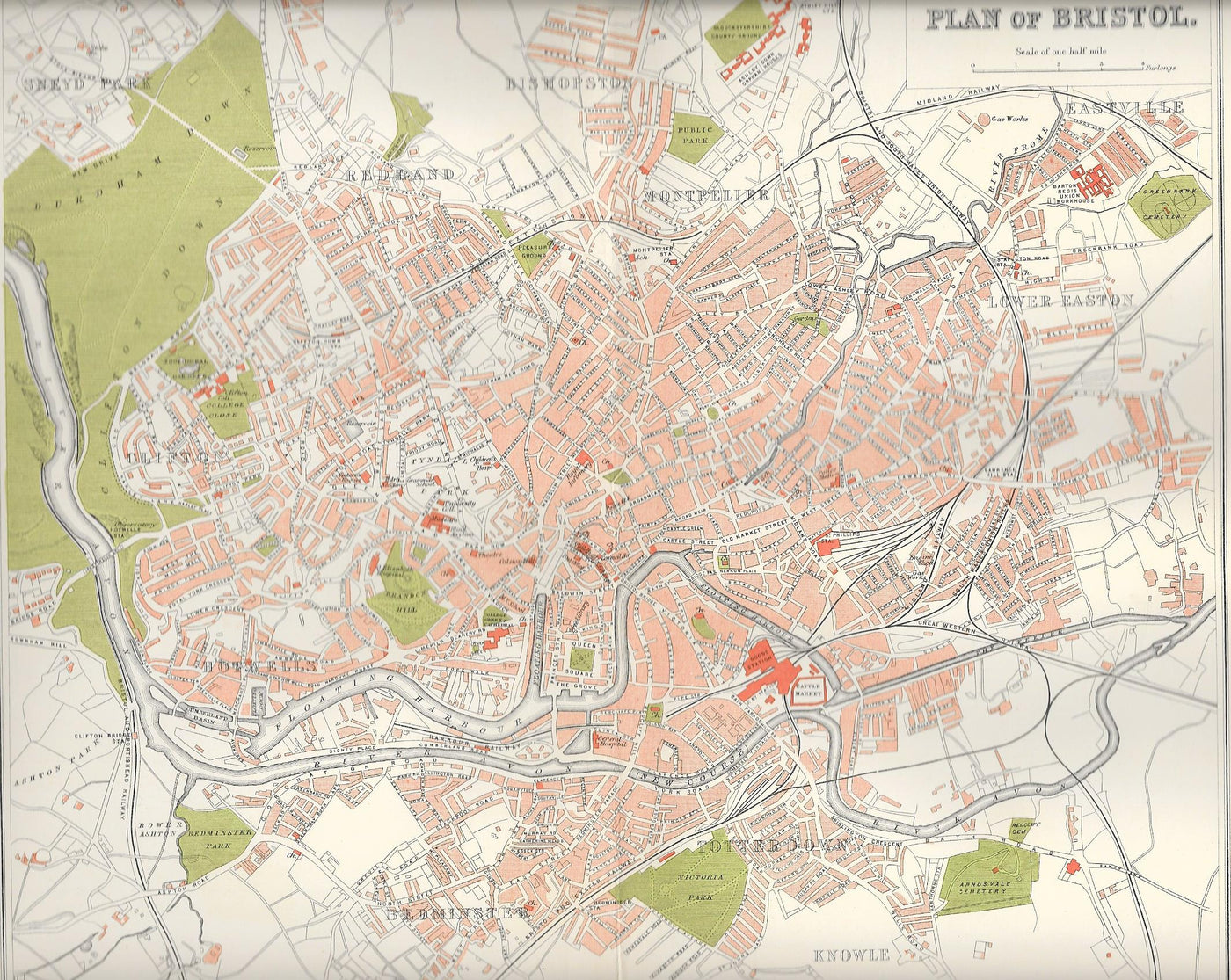 Bristol Gloucestershire antique map
