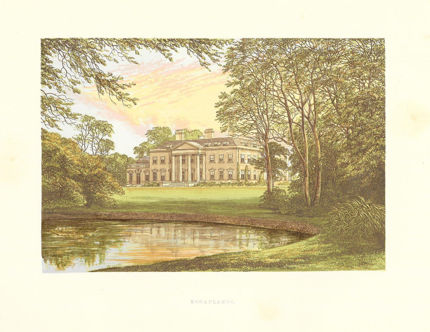 Broadlands Hampshire guaranteed original antique print 1880