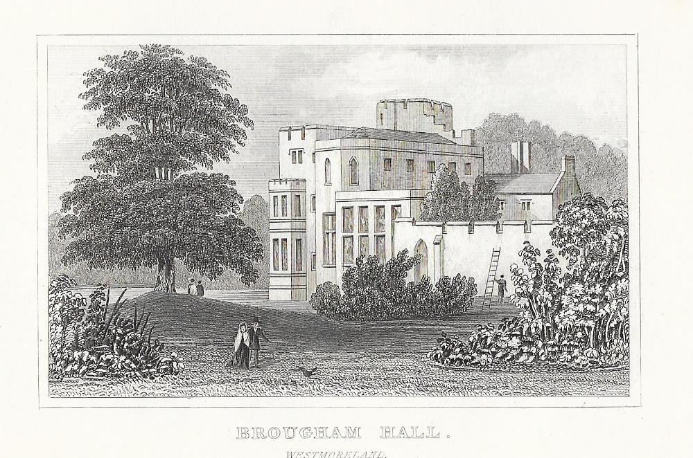Brougham Hall Cumbria antique print 1845